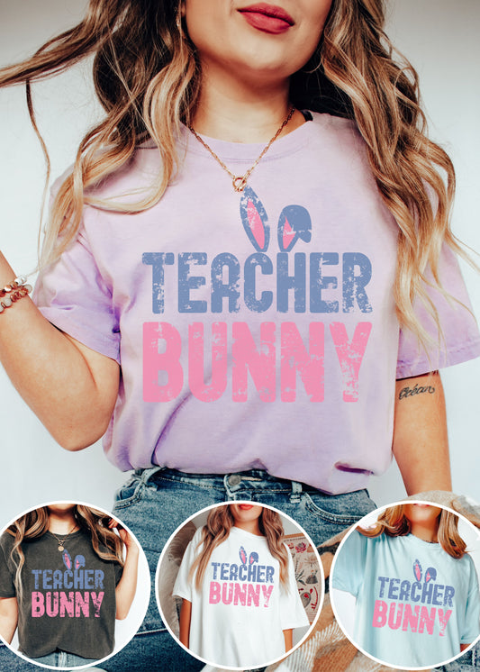 Pre Order: Teacher Bunny Tee *4 Colors (S-3X)