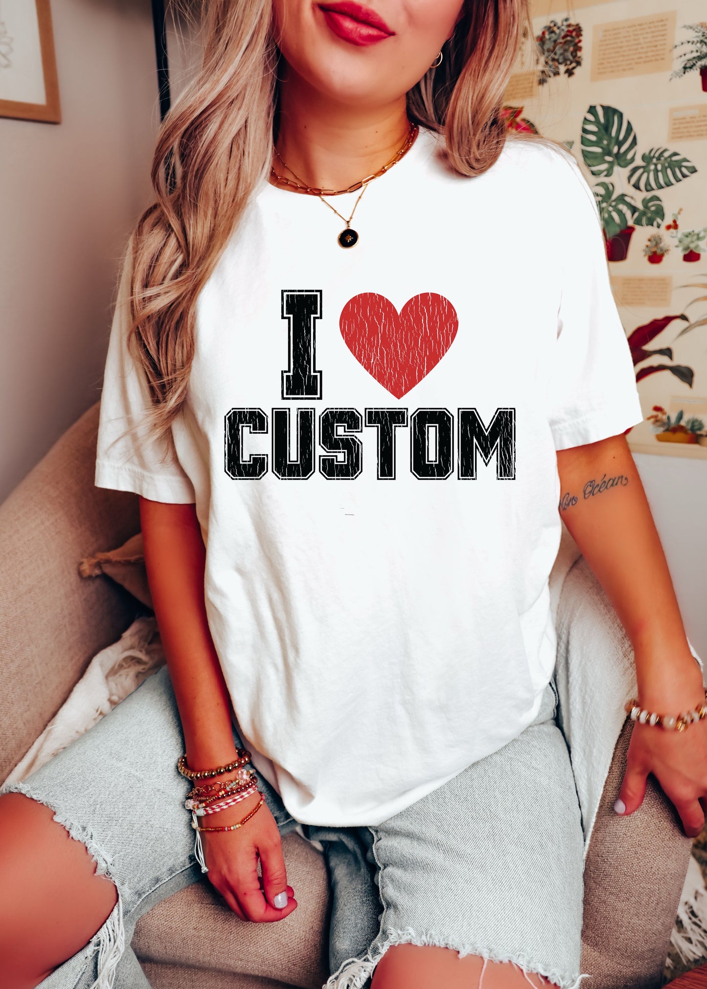 *CUSTOMIZED I HEART Custom Tee *7 Colors (S-3X)