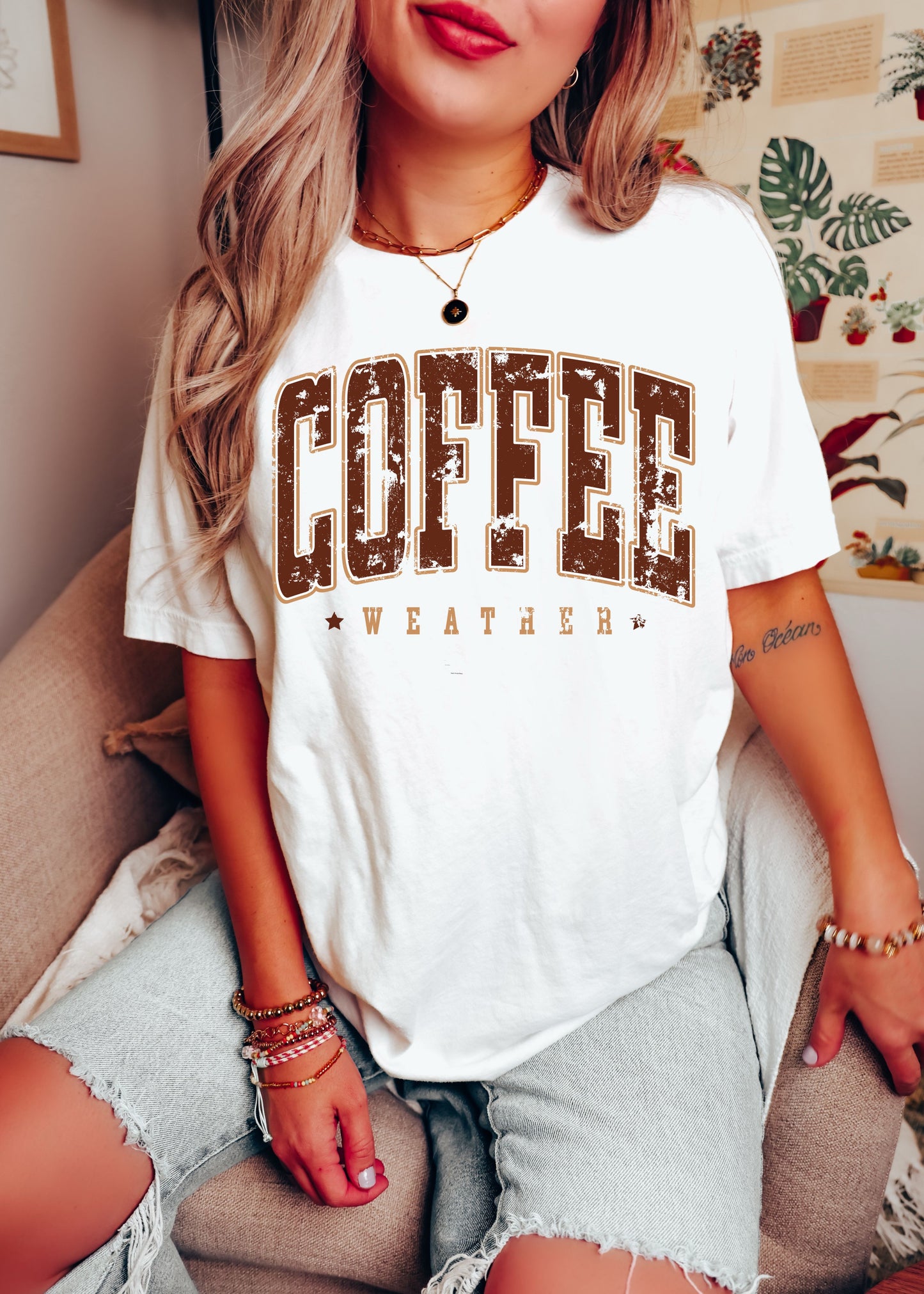 *Coffee Weather Maroon Tee *4 Colors (S-3X)
