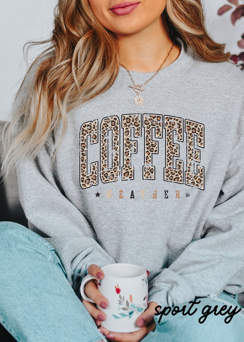 *Coffee Weather Leopard Sweatshirt *3 Colors (S-3X)