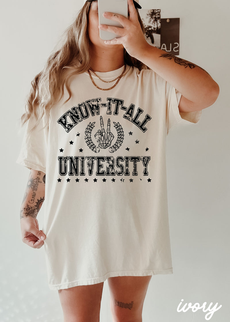 PRE-ORDER: Know It All University Tee *7 Colors (S-3X)