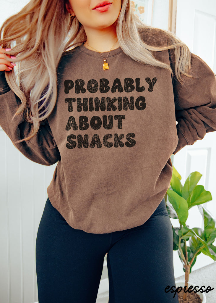 *Thinking About Snacks Sweatshirt *4 Colors Comfort Colors (S-3X)