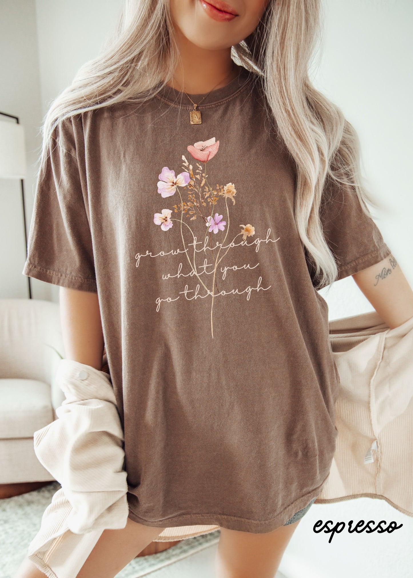 *Grow Through Floral Tee *4 Colors (S-3X) Comfort Colors
