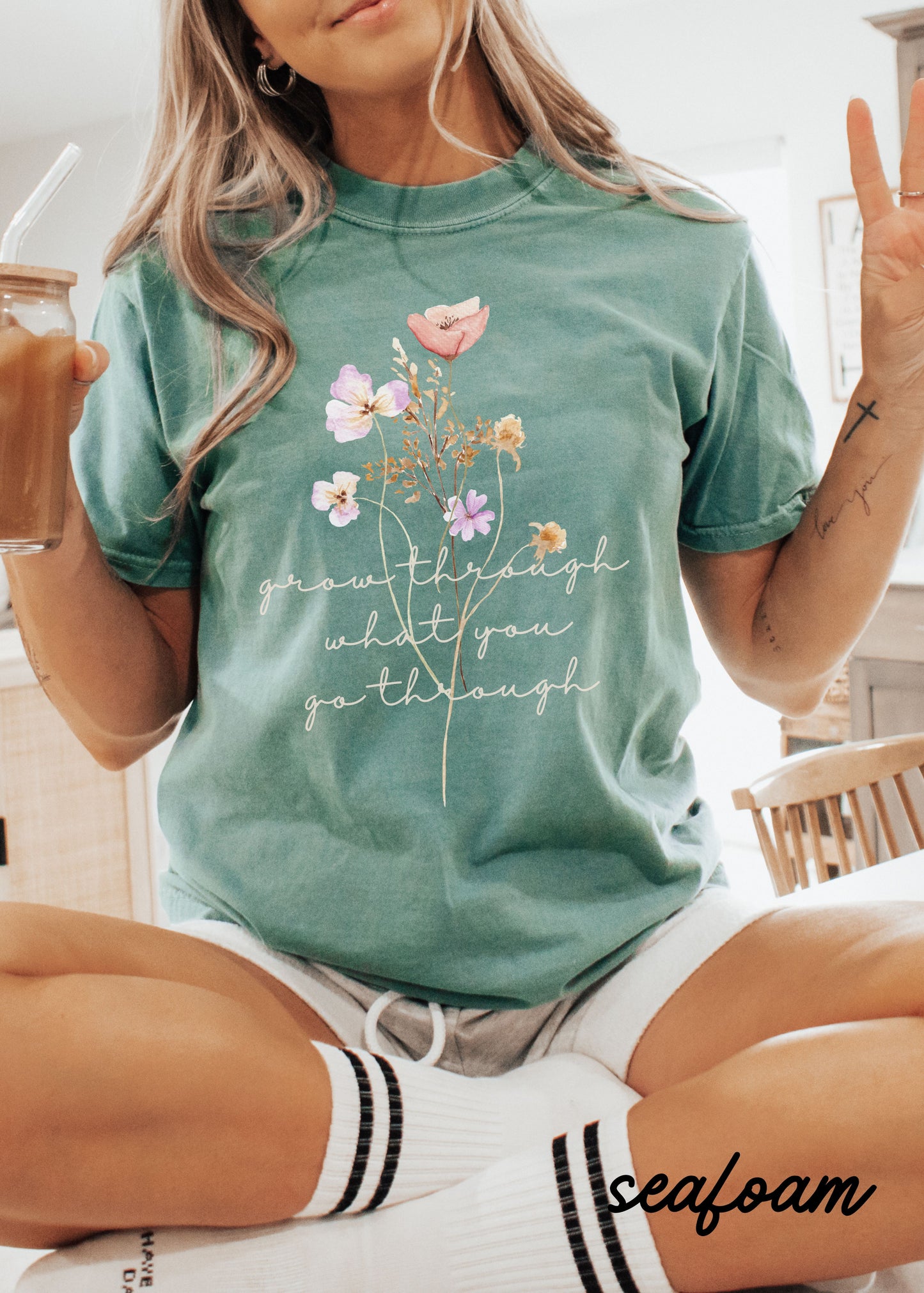 *Grow Through Floral Tee *4 Colors (S-3X) Comfort Colors