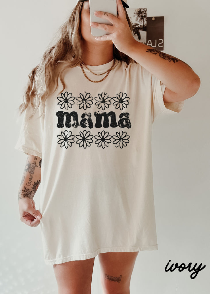 PRE-ORDER: Mama Daisy Floral Tee *12 Colors (S-3X)