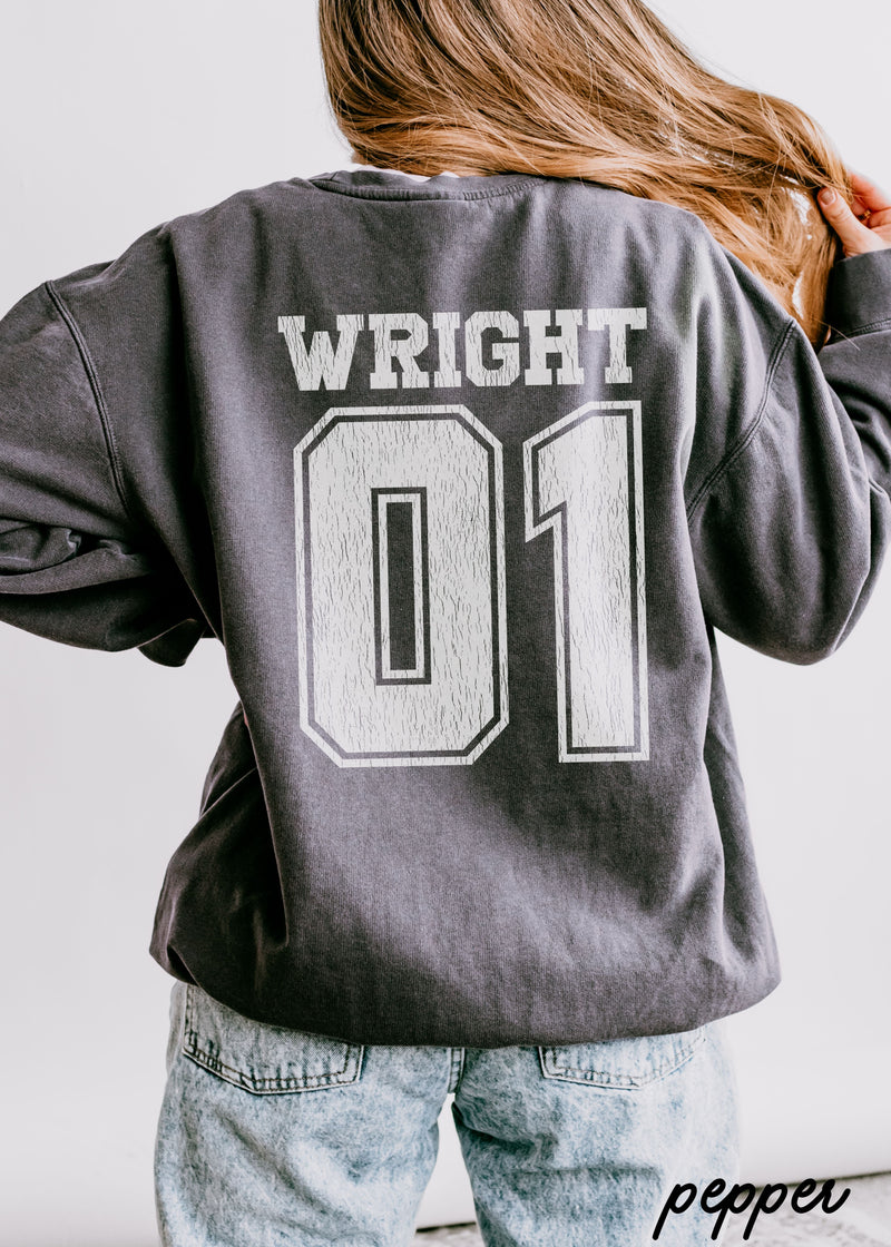 *PERSONALIZED Sports Name and Number Sweatshirt *10 Colors Comfort Colors (S-3X)