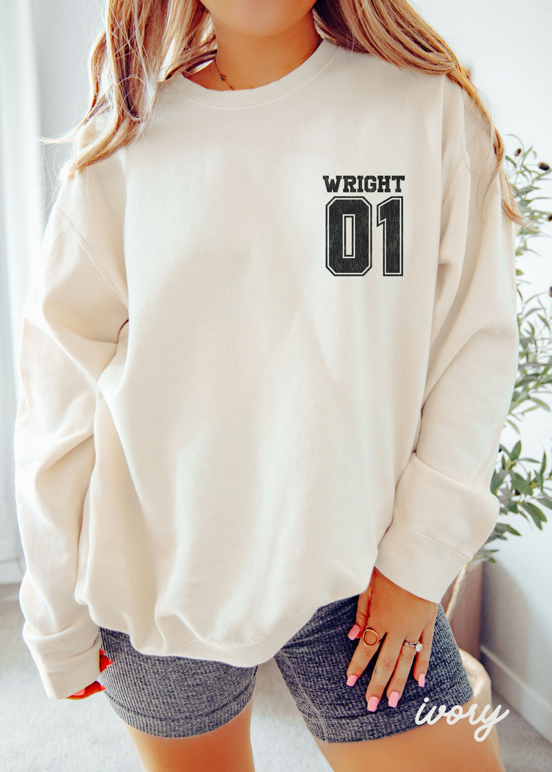 *PERSONALIZED Sports Name and Number Sweatshirt *10 Colors Comfort Colors (S-3X)