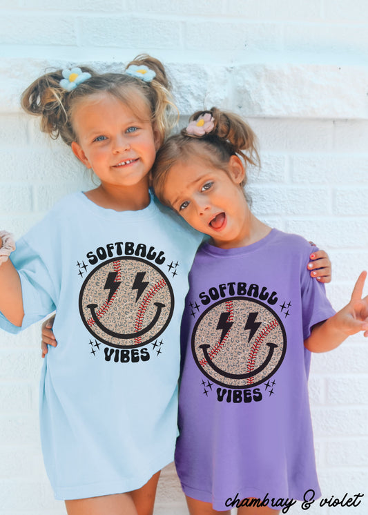 *YOUTH Softball Vibes Tee *8 Colors (S-3X)