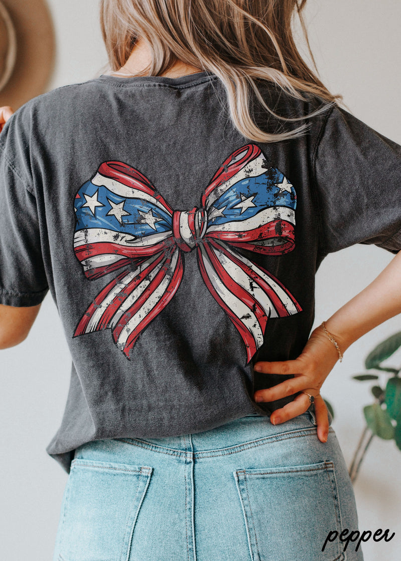 *Bow Coquette USA Tee *5 Colors (S-3X)