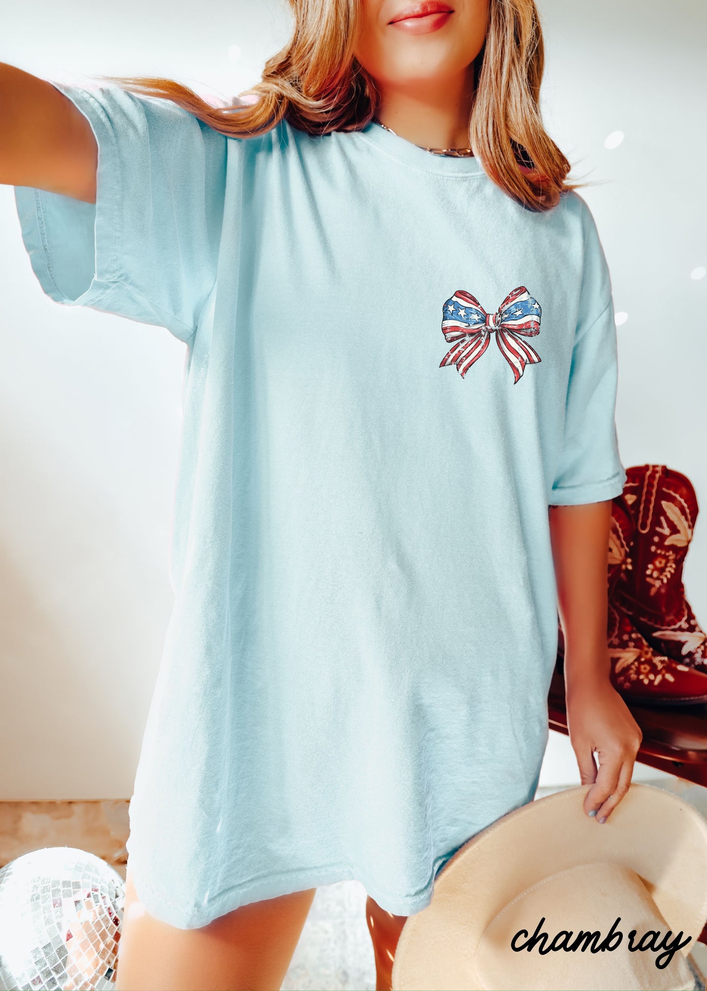 *Bow Coquette USA Tee *5 Colors (S-3X)