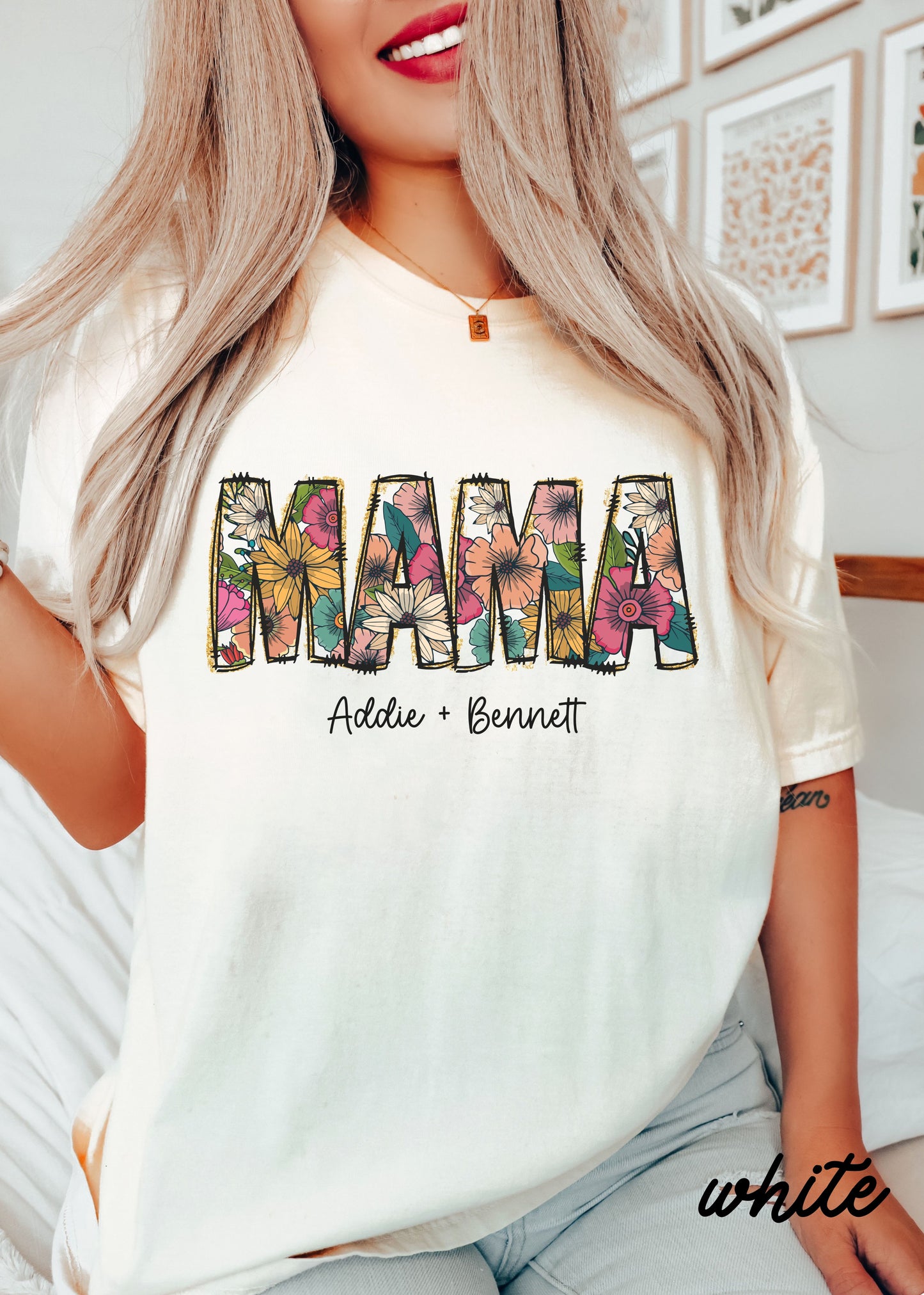 *Personalized Floral MAMA Tee *8 Colors (S-3X)