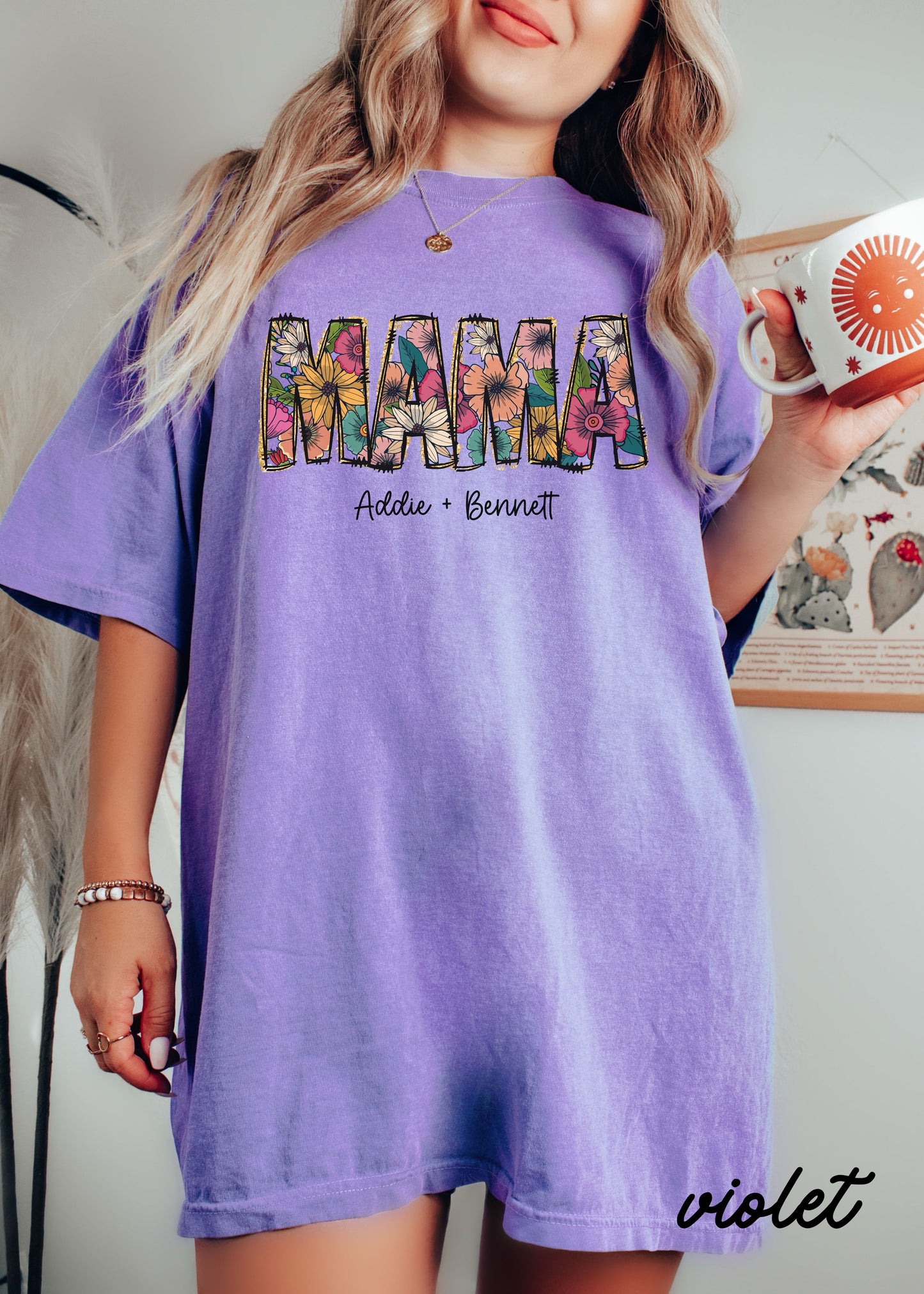 *Personalized Floral MAMA Tee *8 Colors (S-3X)