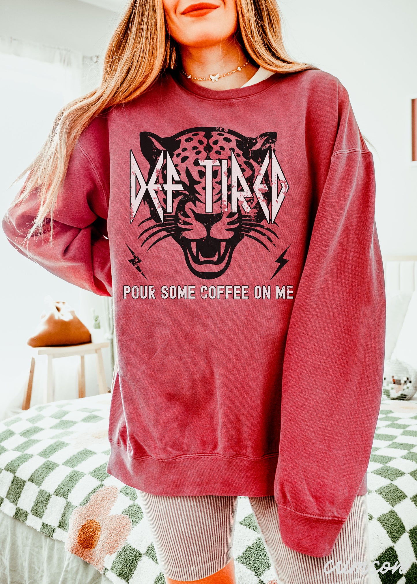 *Def Tired Coffee Sweatshirt *5 Colors Comfort Colors (S-3X)