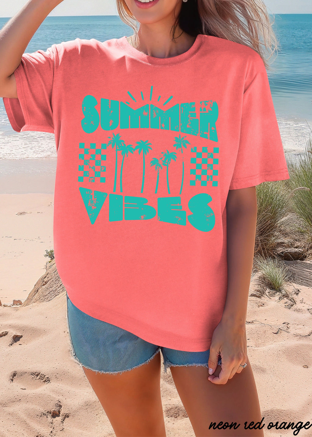 PRE-ORDER: Summer Vibes Checkered Tee *4 Colors (S-3X)