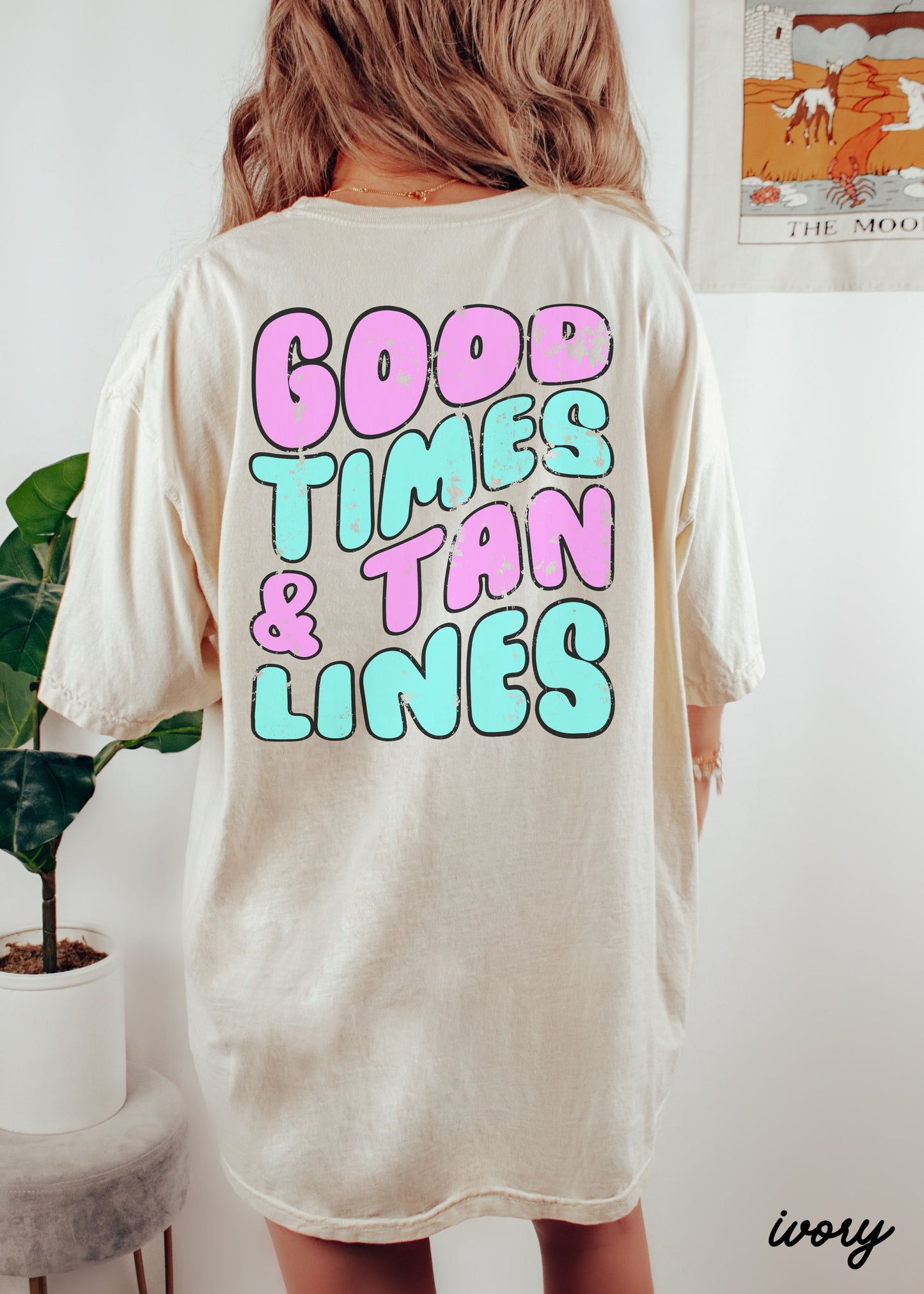 *Good Times Tan Lines BACK Print Tee *6 Colors (S-3X)