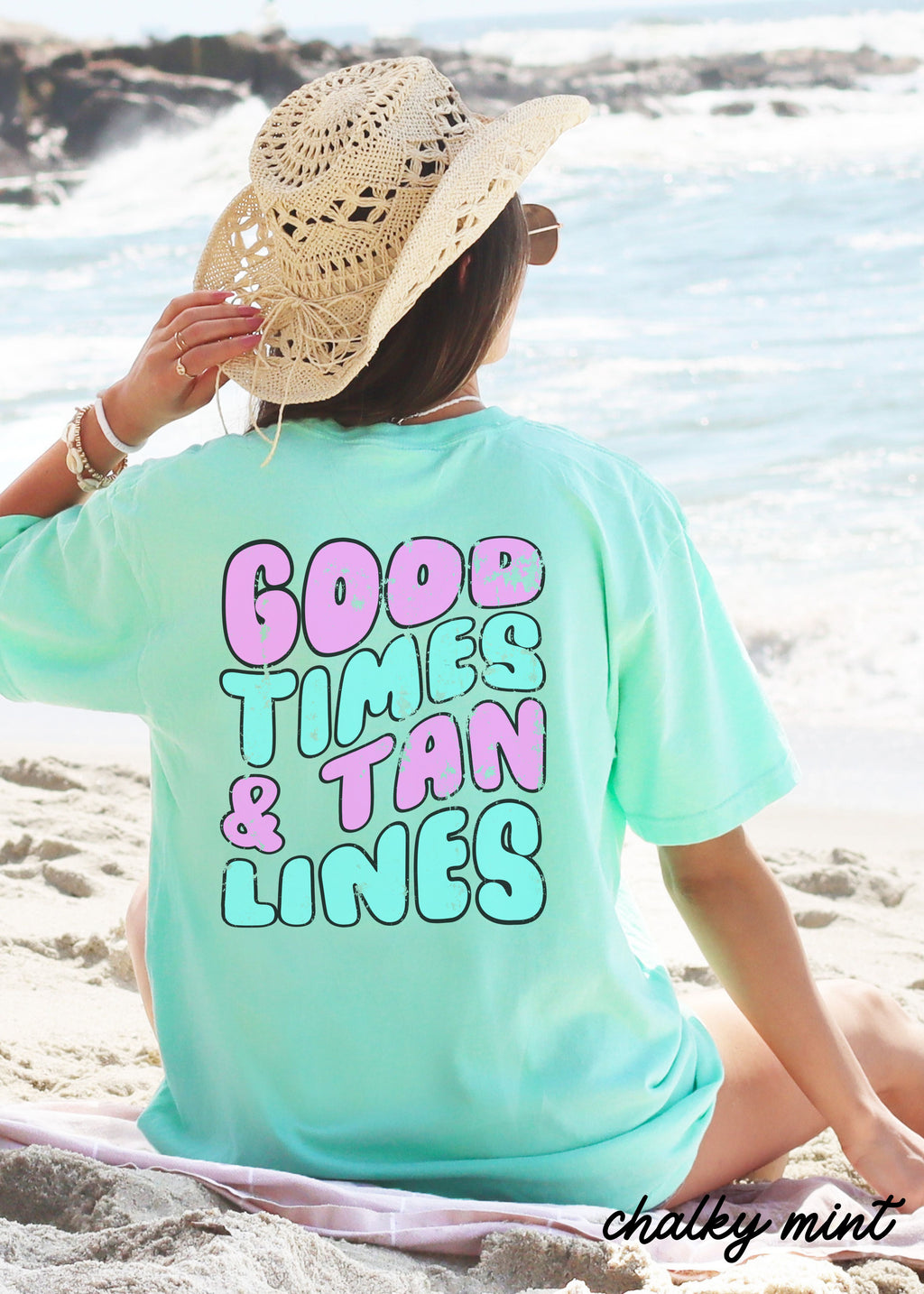 *Good Times Tan Lines BACK Print Tee *6 Colors (S-3X)