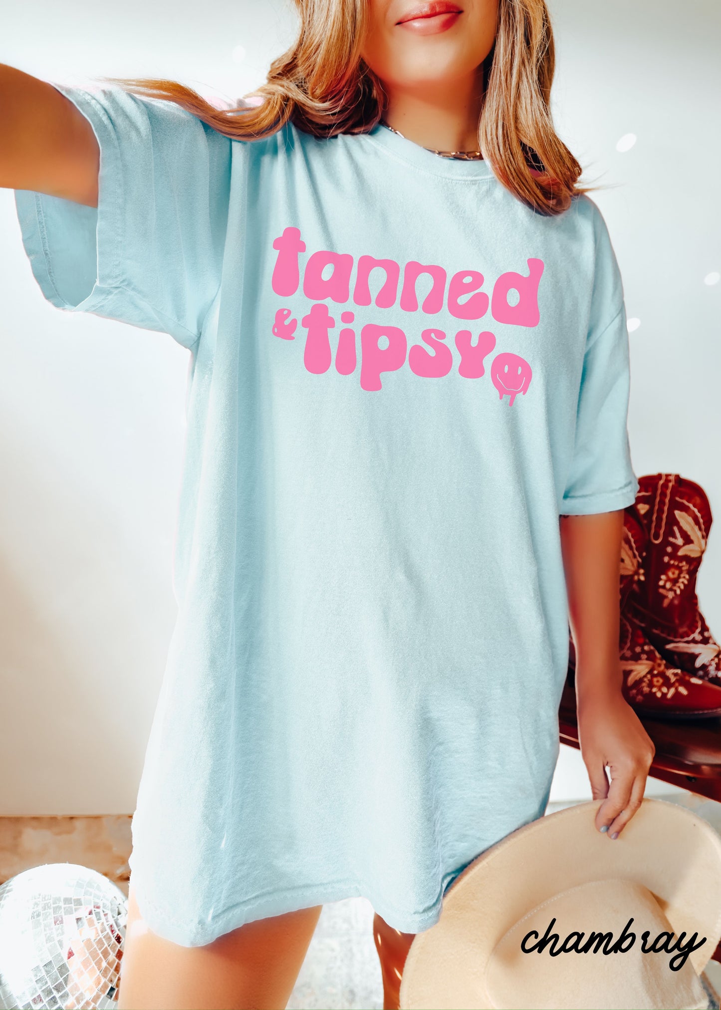 PRE-ORDER: Tanned & Tipsy Tee *10 Colors (S-3X)