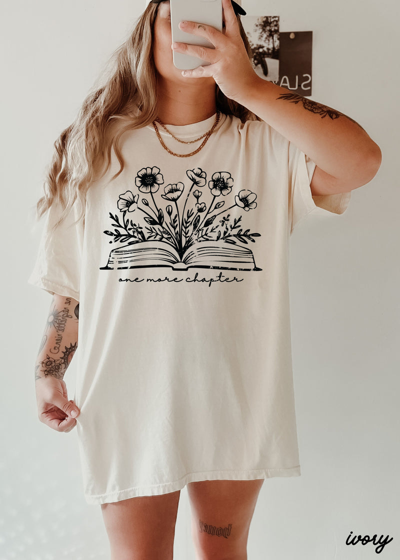 PRE-ORDER: One More Chapter Floral Book Tee *10 Colors (S-3X)