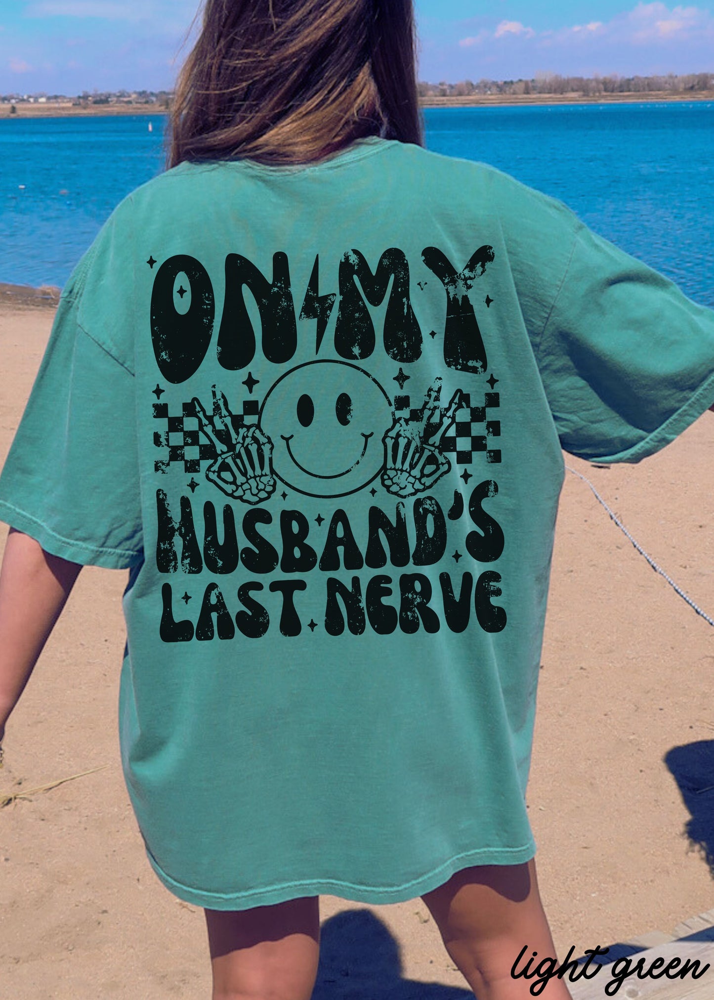 *Husbands Last Nerve BACK PRINT Tee *8 Colors (S-3X)