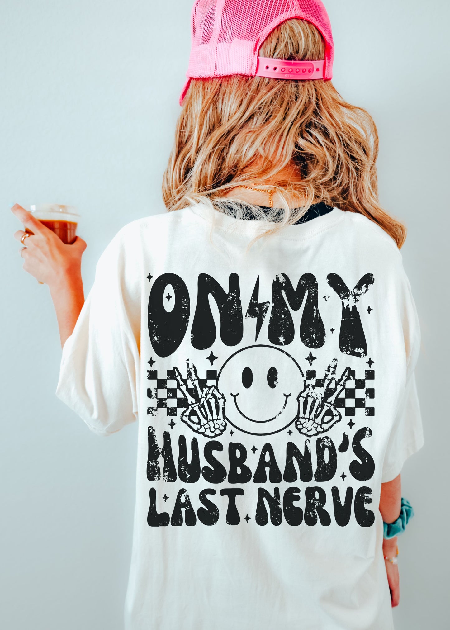 *Husbands Last Nerve BACK PRINT Tee *8 Colors (S-3X)