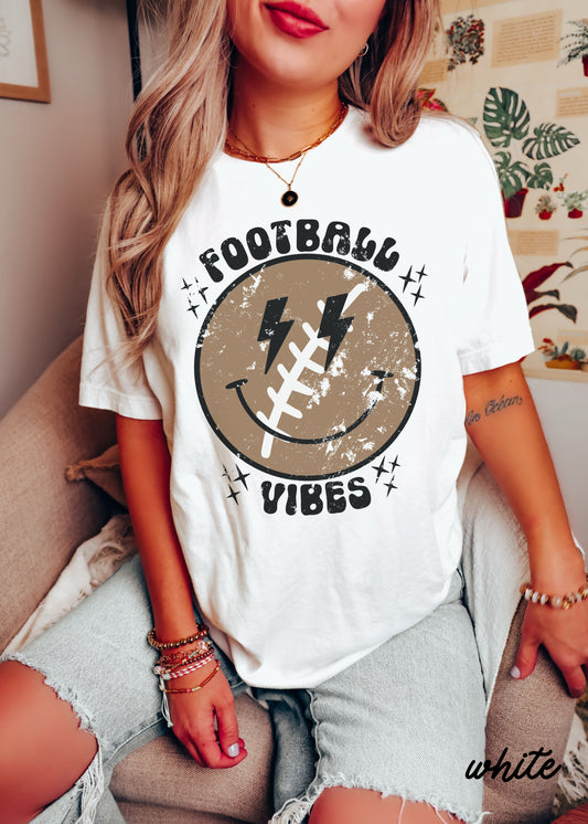 *Football Vibes Happy Tee *14 Colors (S-3X)