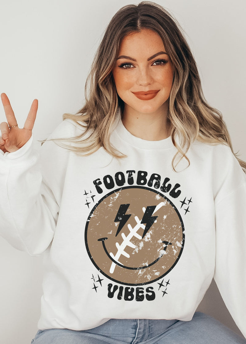 *Football Vibes Happy Sweatshirt *5 Colors (S-3X)