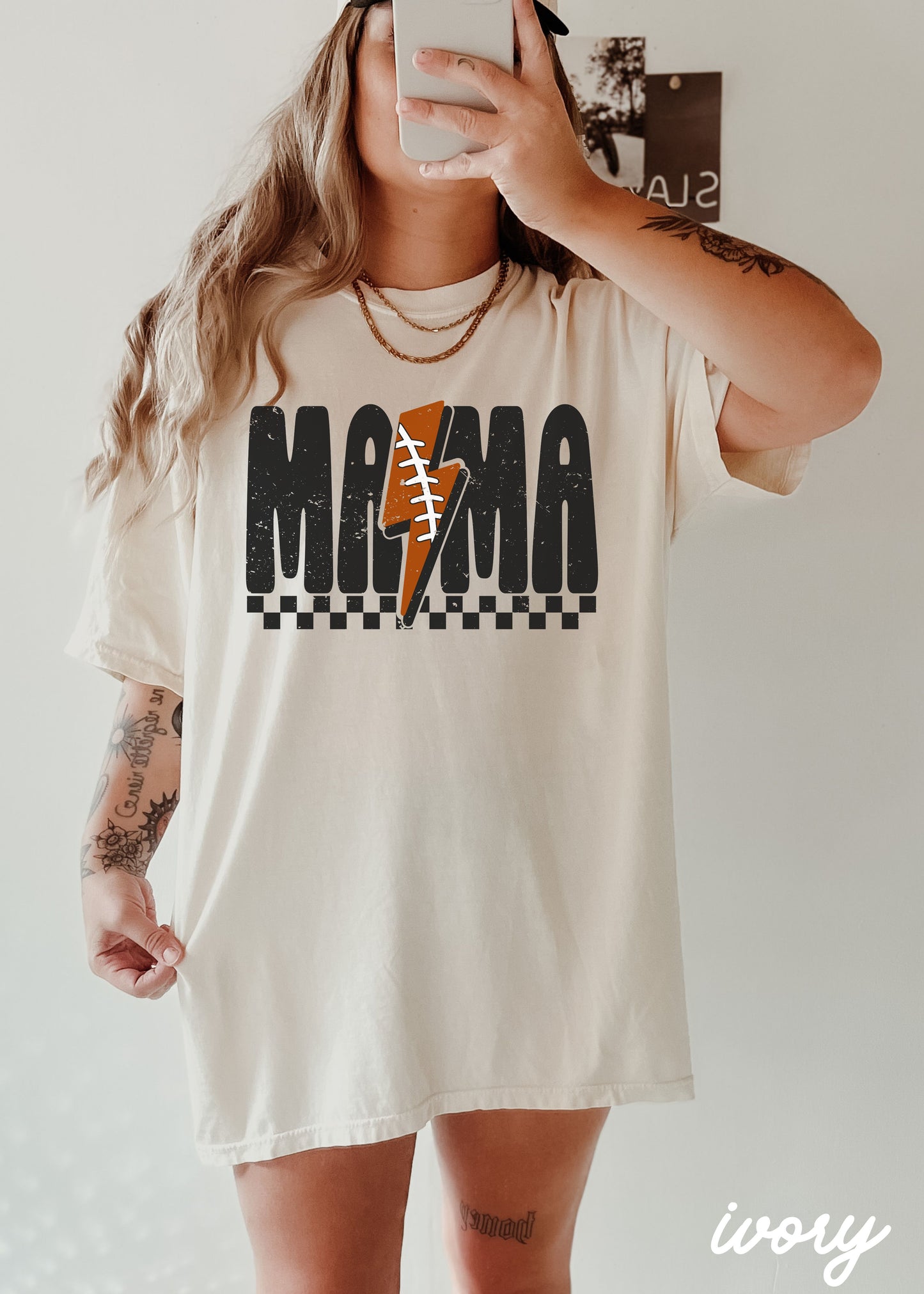 *Mama Football Lightning Bolt Tee *12 Colors (S-3X)
