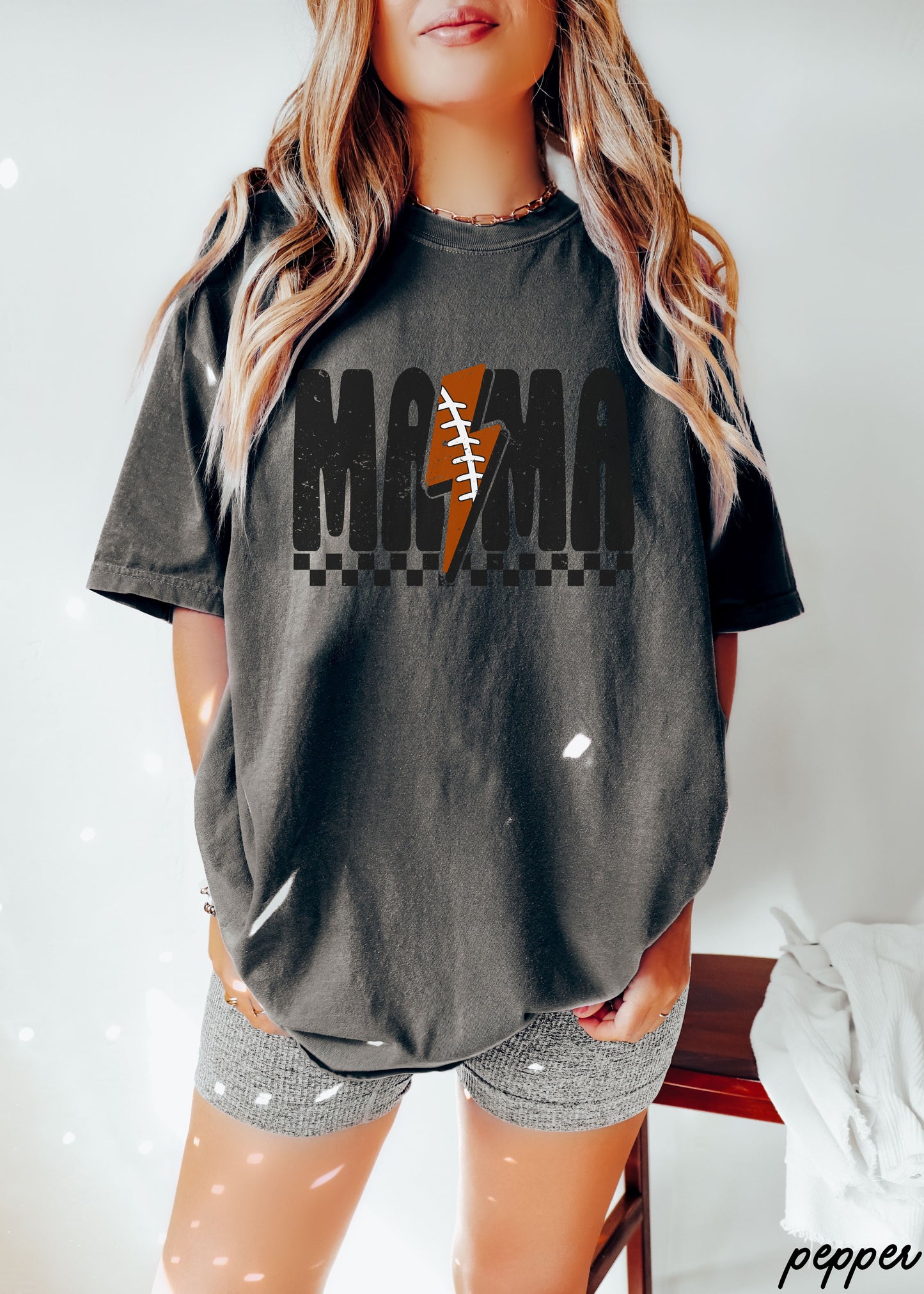 *Mama Football Lightning Bolt Tee *12 Colors (S-3X)