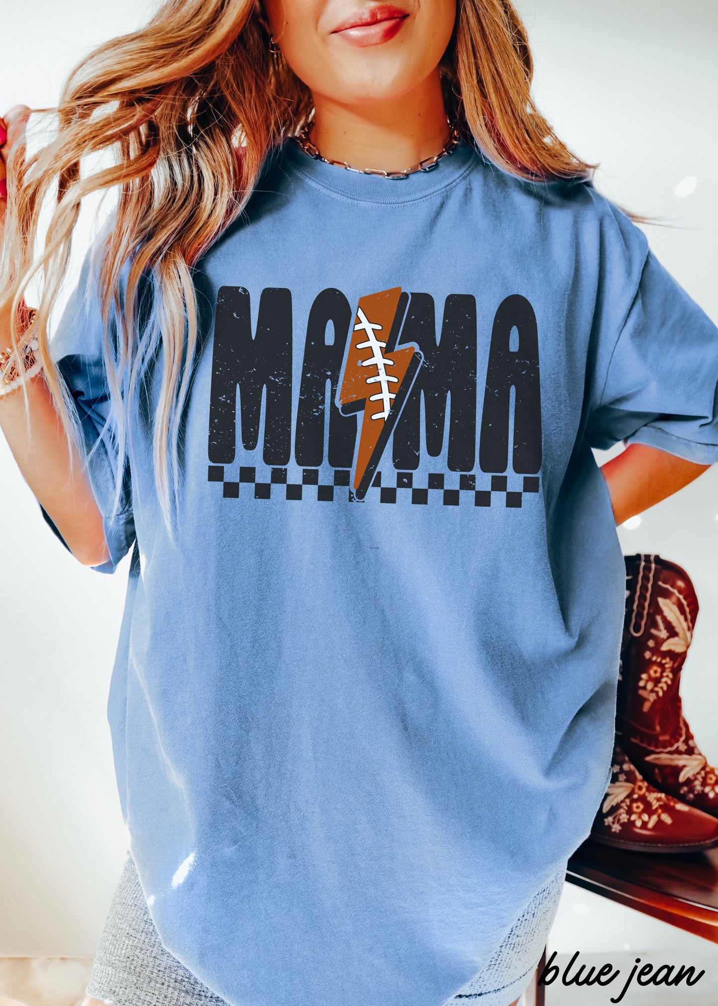 *Mama Football Lightning Bolt Tee *12 Colors (S-3X)