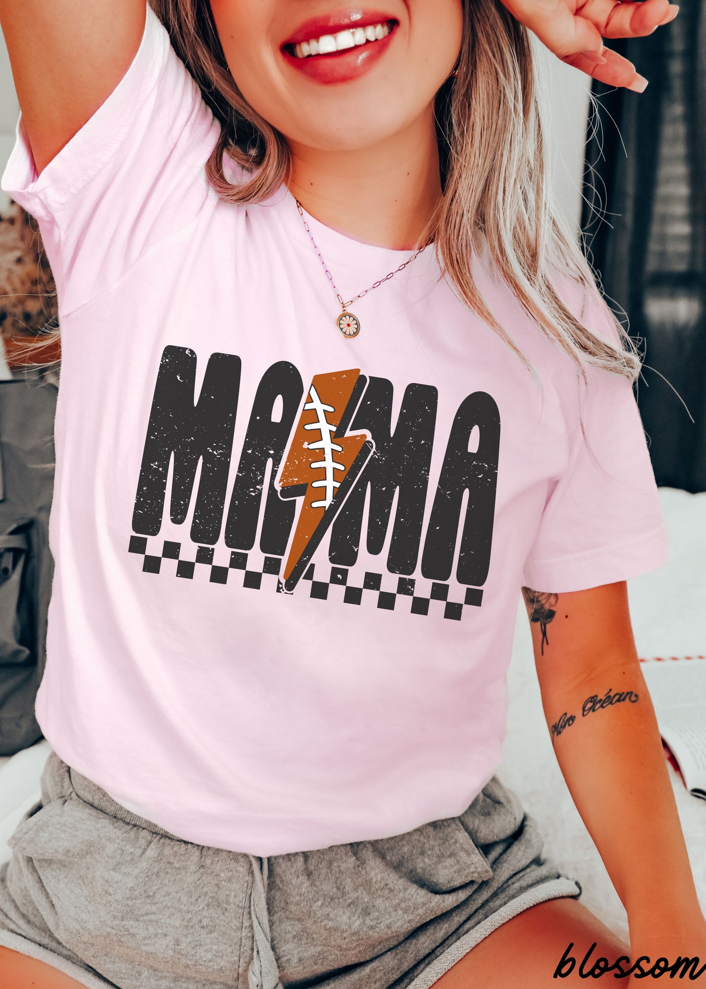 *Mama Football Lightning Bolt Tee *12 Colors (S-3X)