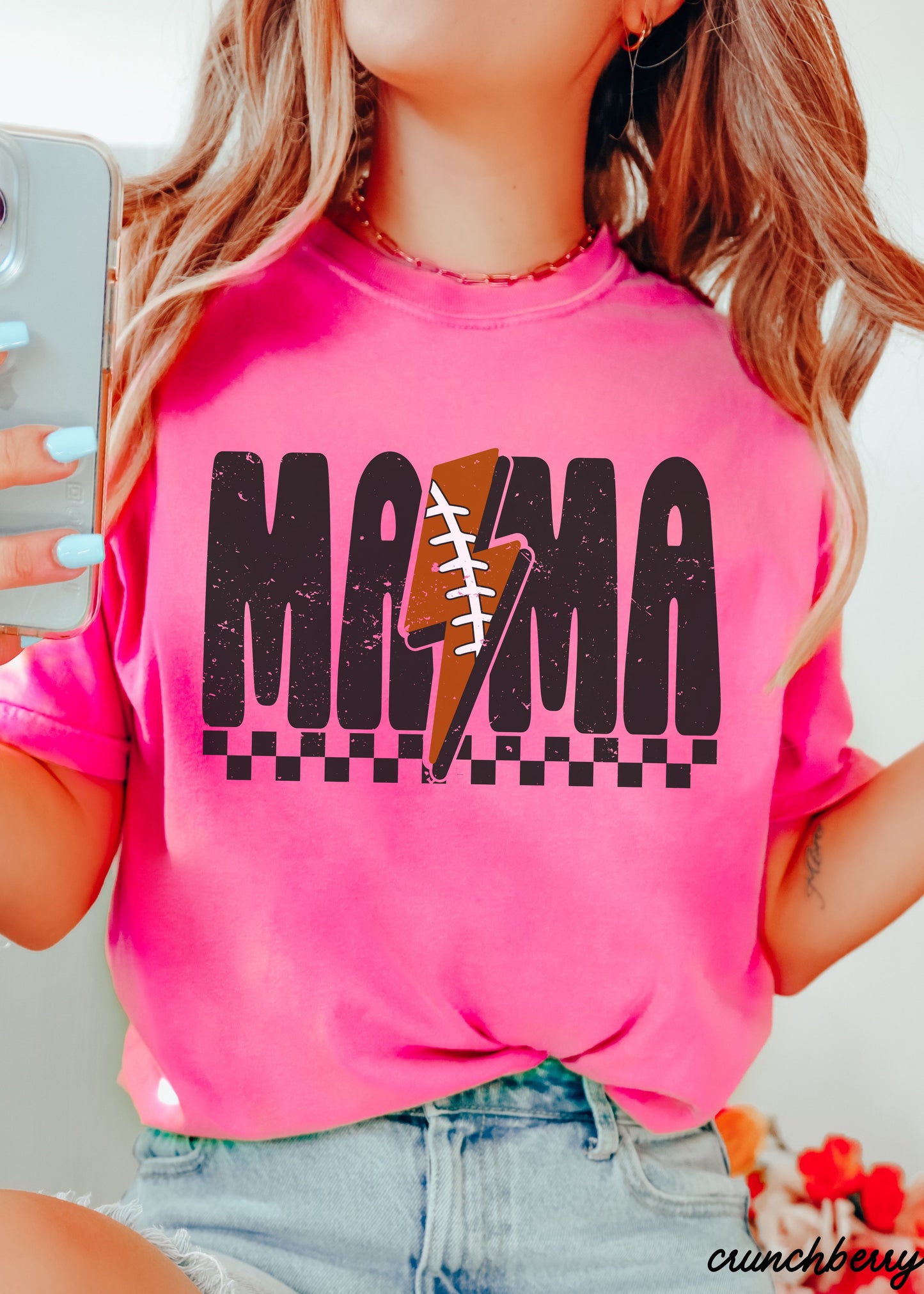 *Mama Football Lightning Bolt Tee *12 Colors (S-3X)