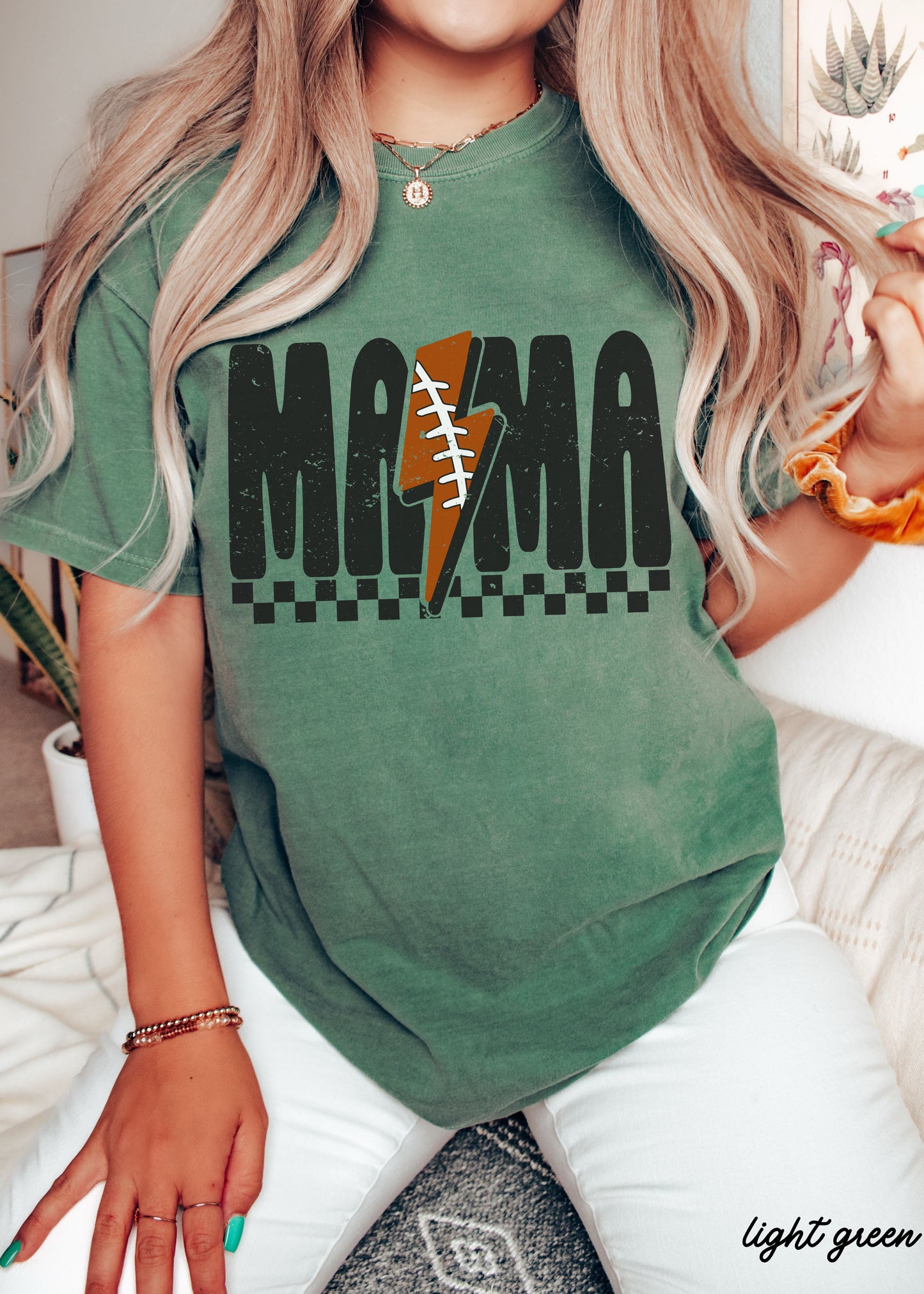 *Mama Football Lightning Bolt Tee *12 Colors (S-3X)