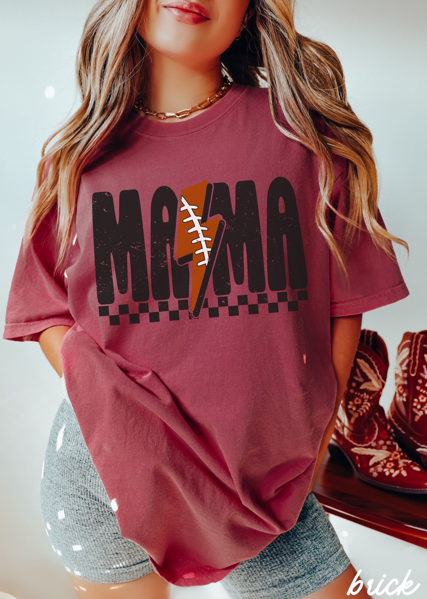 *Mama Football Lightning Bolt Tee *12 Colors (S-3X)