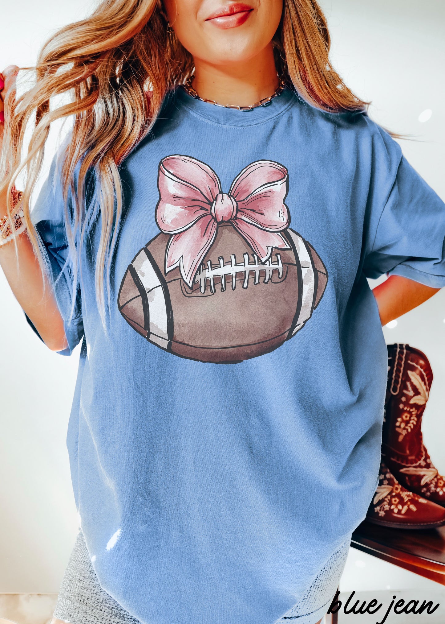 *Football Pink Coquette Tee *14 Colors (S-3X)