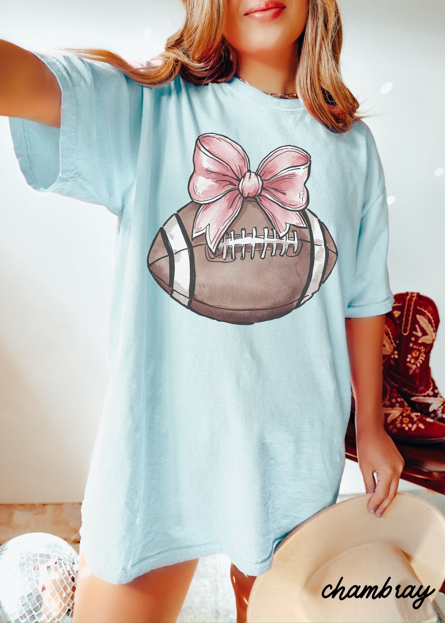 *Football Pink Coquette Tee *14 Colors (S-3X)