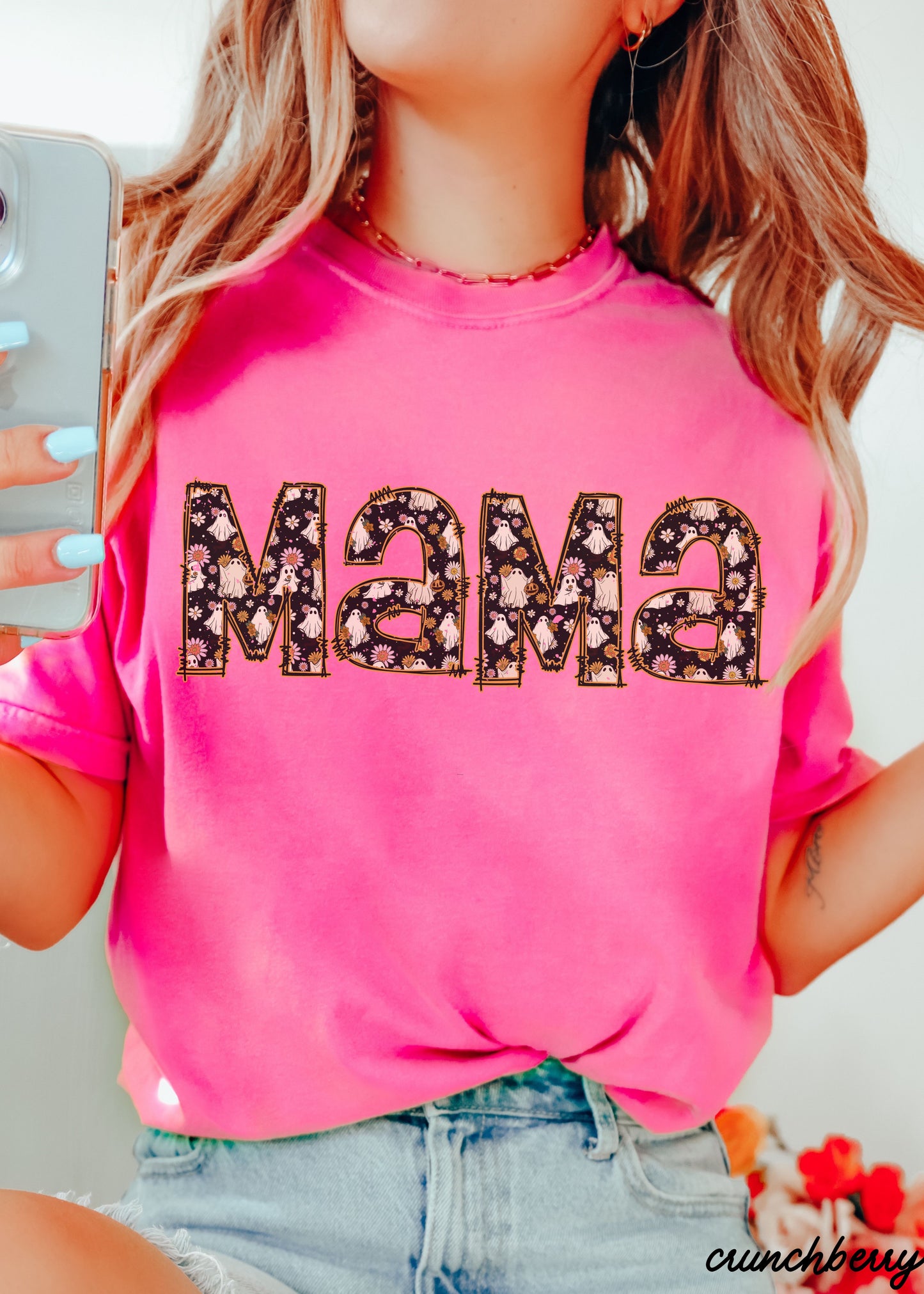 *Mama Ghost Print Tee *10 Colors (S-3X)