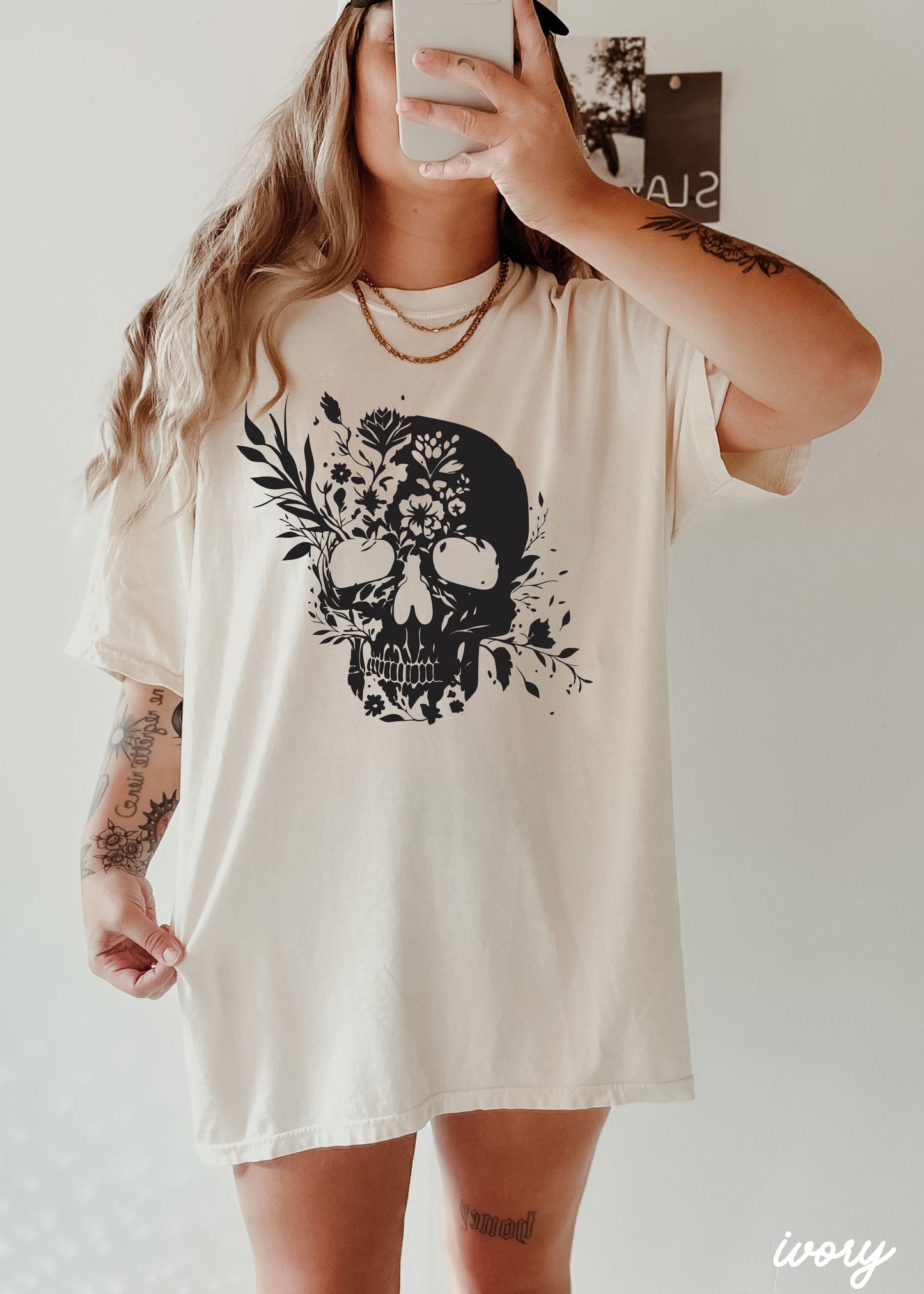 Floral Skull Tee *8 Colors (S-3X)