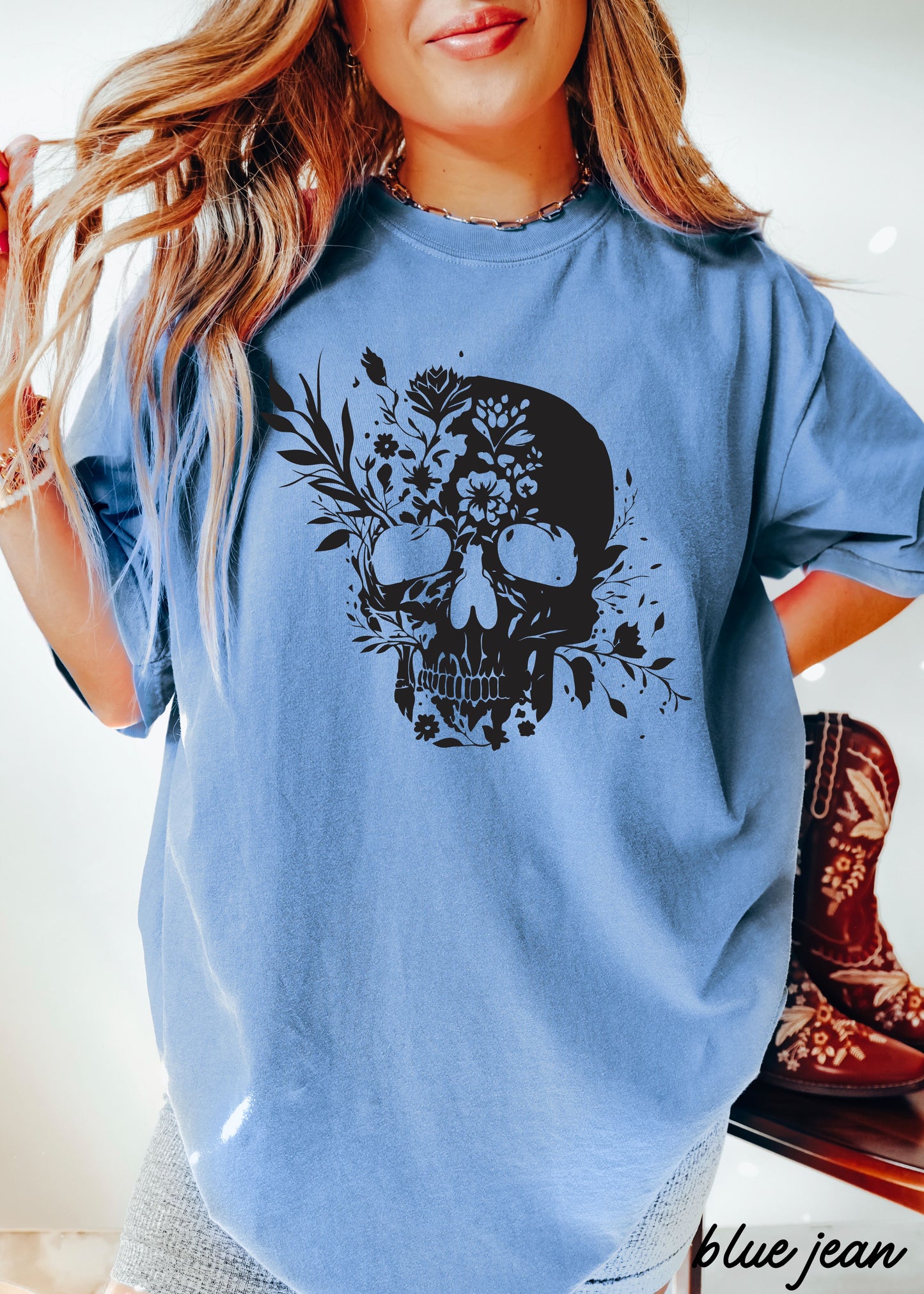 Floral Skull Tee *8 Colors (S-3X)