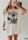 PRE-ORDER: Staying Alive Skeleton Coffee Tee *8 Colors (S-3X)