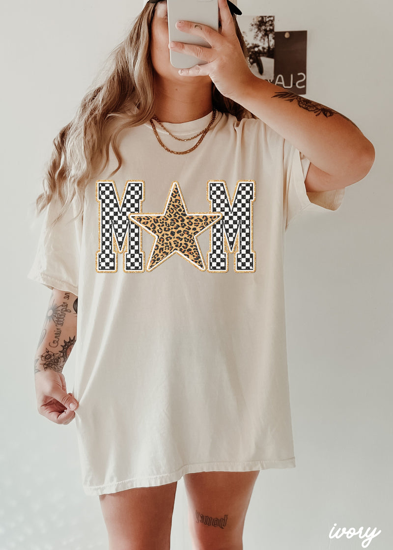 *Checkered Star Mom Tee *7 Colors (S-3X)