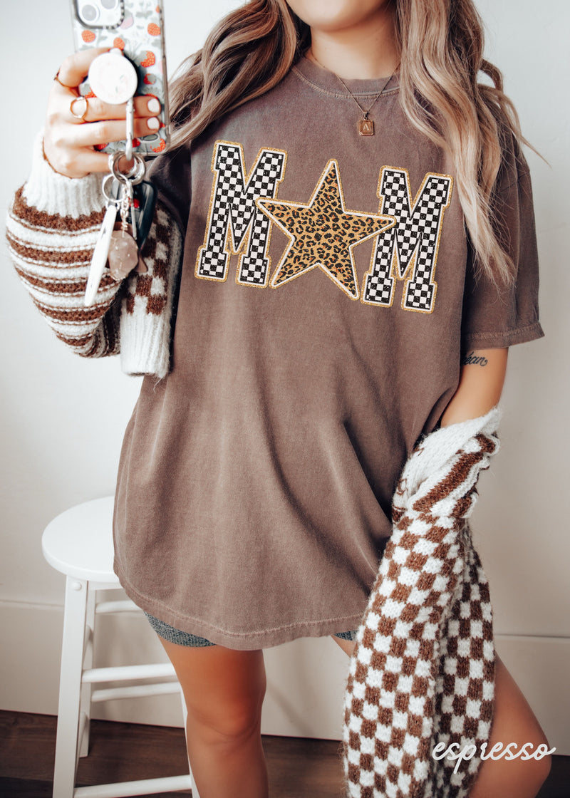 *Checkered Star Mom Tee *7 Colors (S-3X)