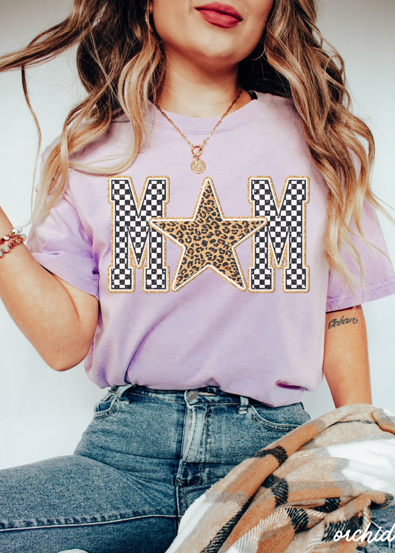 *Checkered Star Mom Tee *7 Colors (S-3X)