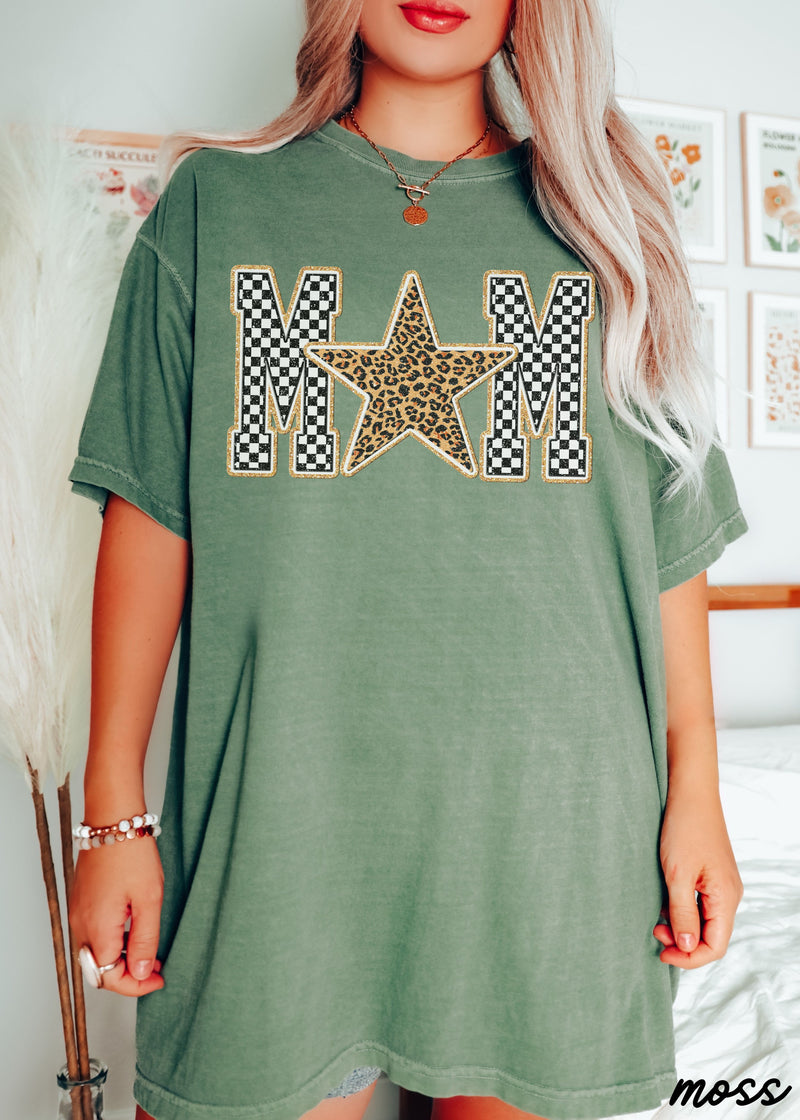 *Checkered Star Mom Tee *7 Colors (S-3X)