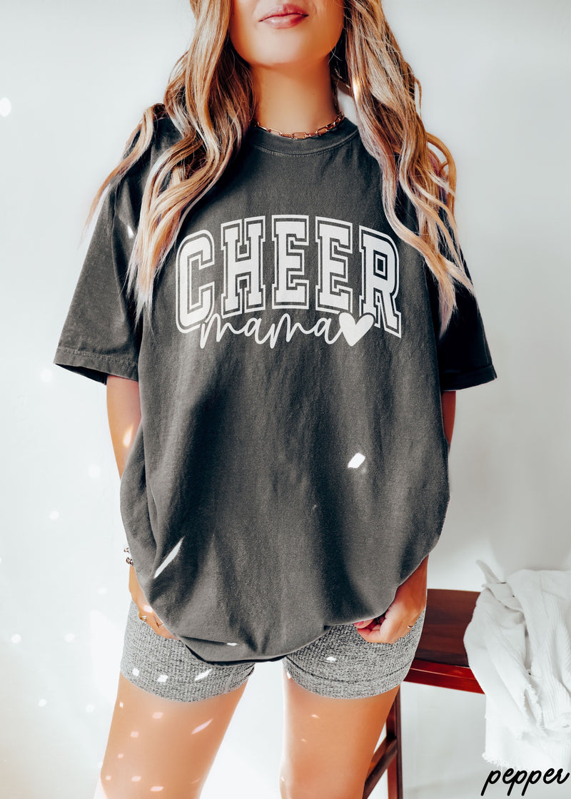 Pre-Order: Cheer Mom Heart Tee *15 Colors (S-3X)