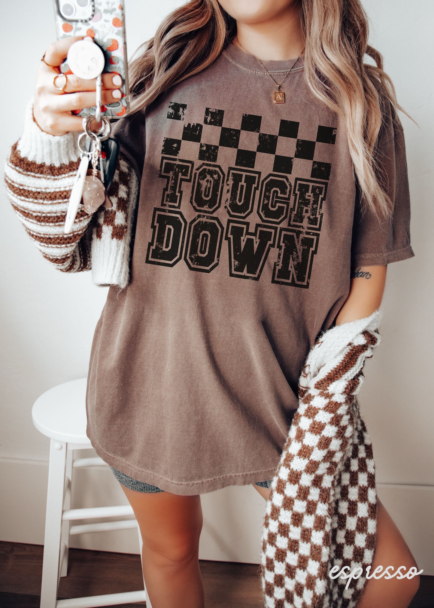 Touch Down Checkered Tee *13 Colors (S-3X)