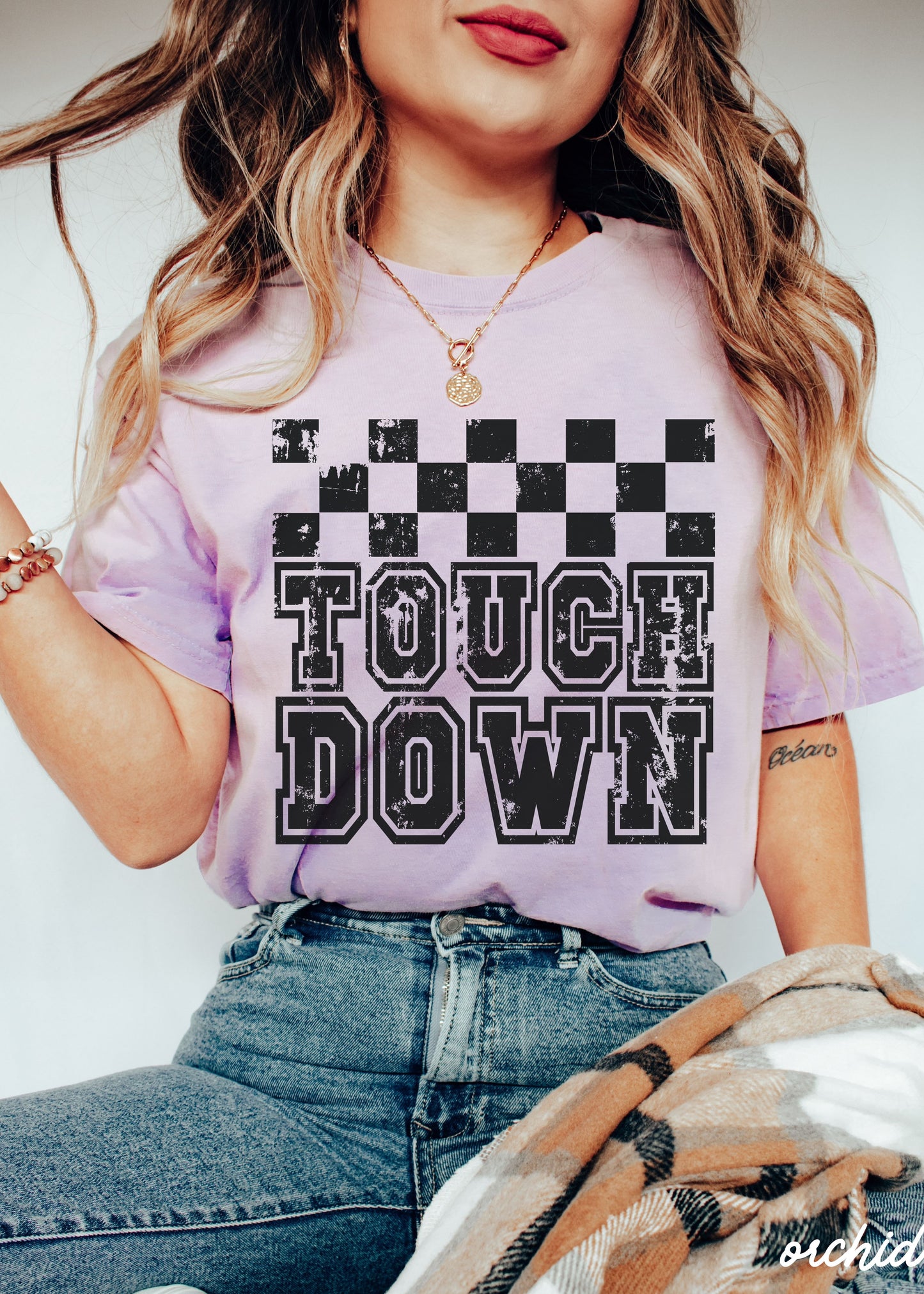 Touch Down Checkered Tee *13 Colors (S-3X)