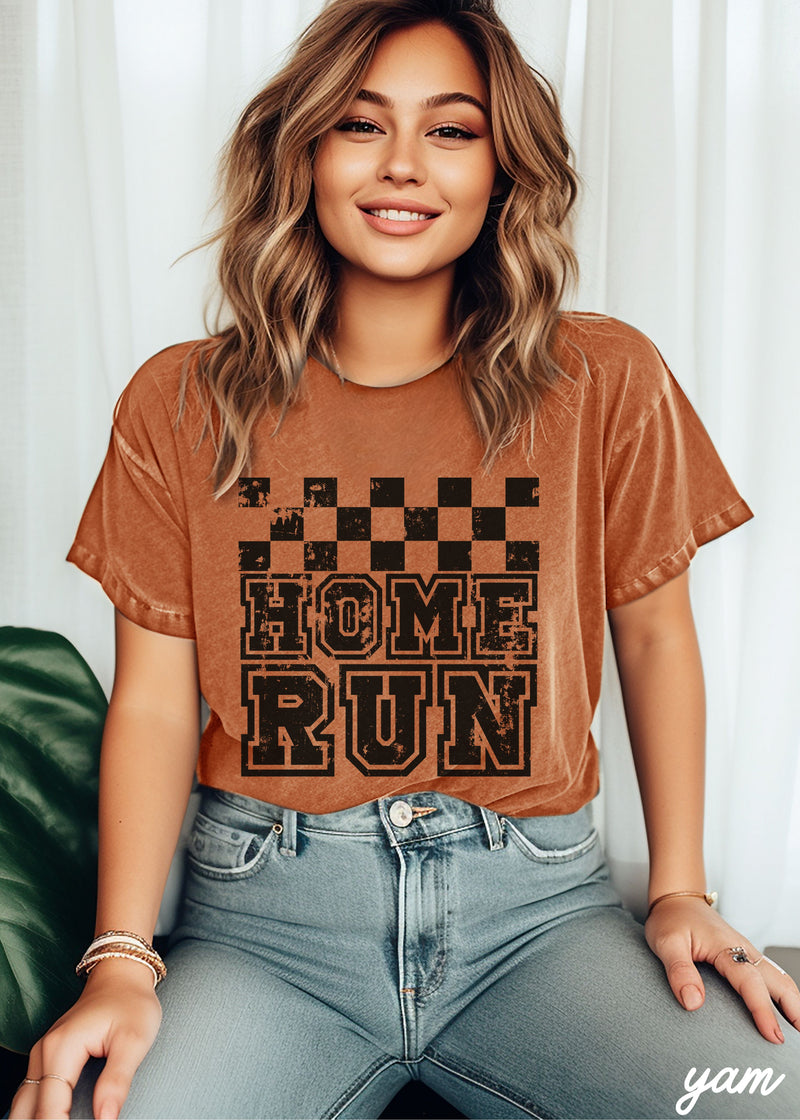 Pre-Order: Home Run Checkered Tee *13 Colors (S-3X)