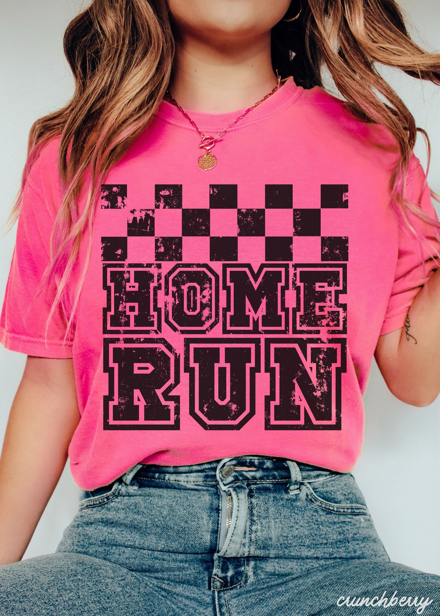 Home Run Checkered Tee *13 Colors (S-3X)