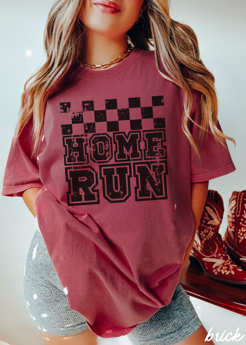 Pre-Order: Home Run Checkered Tee *13 Colors (S-3X)