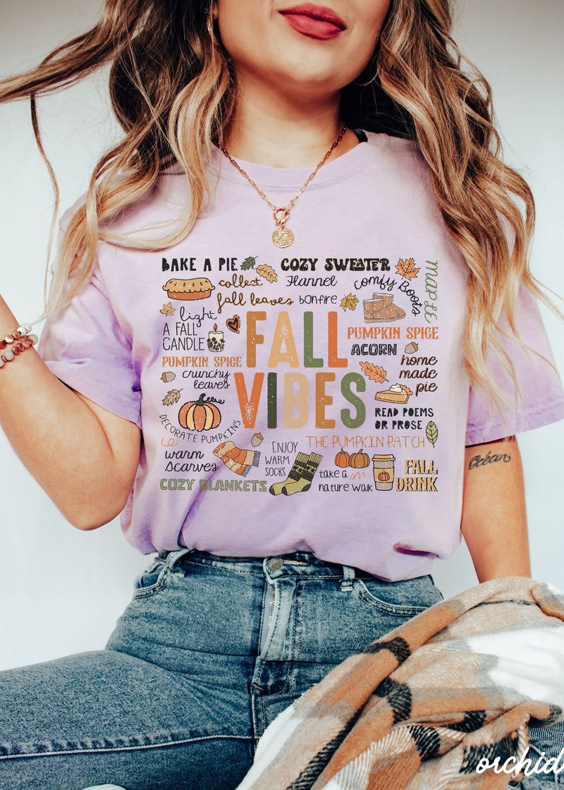 *Fall Vibes Collage Tee *8 Colors (S-3X)